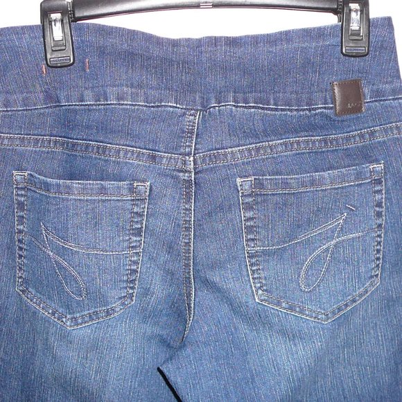 Women's Jag Pull On High Rise Straight Leg Med Wash Blue Jeans-Size 8S Short - Picture 3 of 8